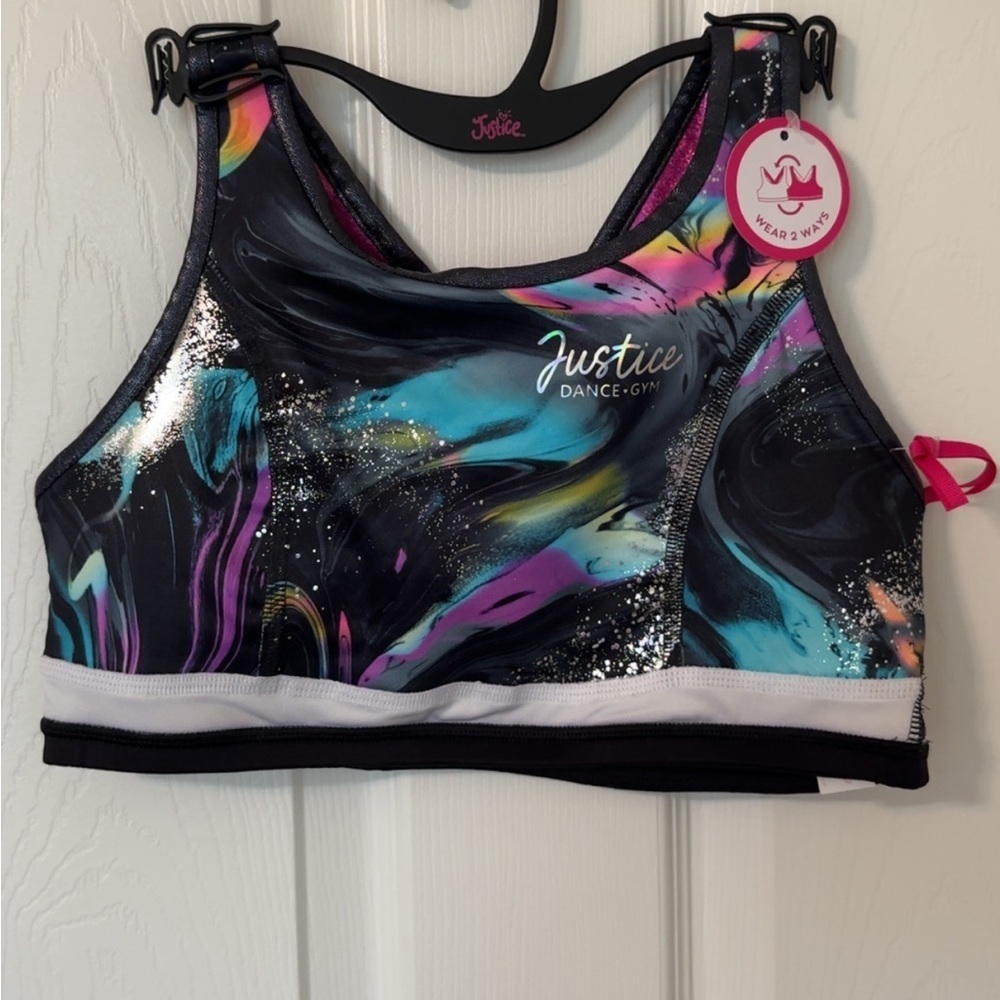 Justice Blue and Purple Sports Bra Reversible - Picture 3 of 8
